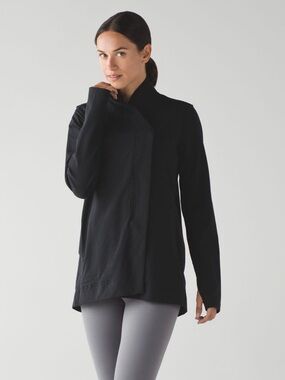 Lululemon Black Belle Wrap Jacket Asymmetrical Snap Button Pockets